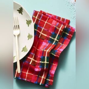 Anthropologie NWT Tartan Cotton Napkins, Set of 4